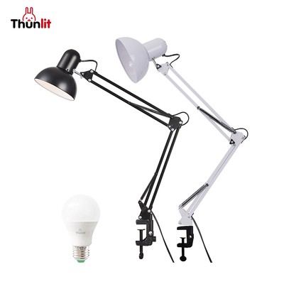 Đèn kẹp mục tiêu Thunlit Cắm điện E27 Đèn kẹp bàn bằng kim loại có tay dài có thể điều chỉnh