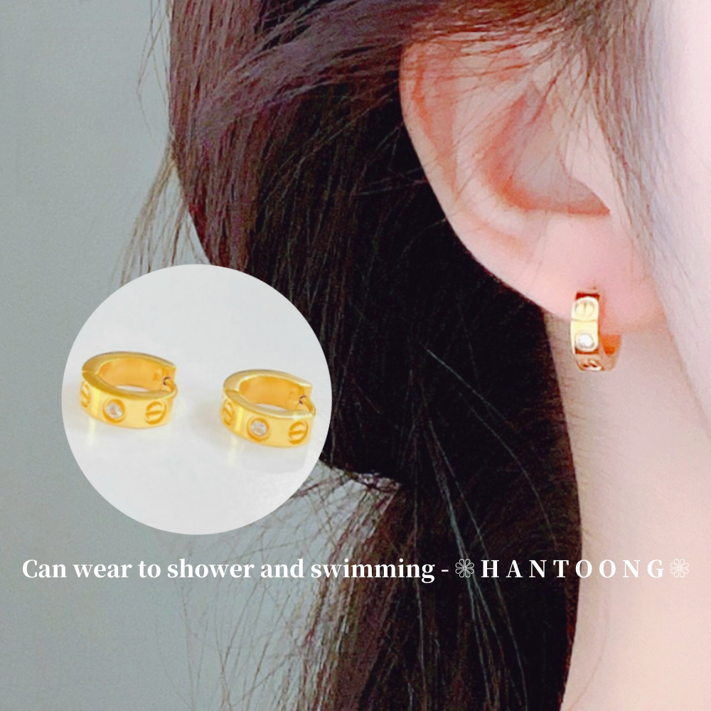 Bông tai hợp kim titan vàng 24K Bông tai nữ Bông tai vàng Bông tai 916 Bông tai