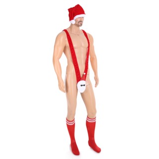 3 Nam Giáng Sinh Bộ Nhung Ông Già Noel Mũ Cổ Chữ V rỗng Ông Già Noel Áo liền quần Vớ Cosplay Quần Áo