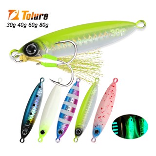 Tolure Mới Jig Dụ 30g 40g 60g 80g 1PC Lớp Phủ Laser Dạ Quang Chìm Chậm Jigging Mồi Câu Cá Có Móc Đúc Nước Mồi Cứng Mồi