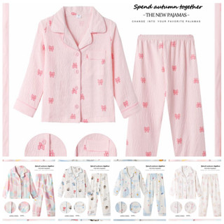 Bộ Đồ Ngủ Trẻ Em Bé Gái Dài Tay Mặc Ở Nhà Cotton Đồ Ngủ Trẻ Em Phong Cách Hàn Quốc Váy Ngủ Cho 5 - 6 Tuổi