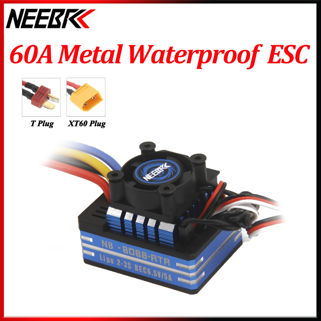 Neebrc 60A 2-3S Chống Nước Kim Loại Chải ESC T Cắm XT60 Cắm Cho 540 550 Động Cơ 1 / 10 1 / 12 RC Xe 