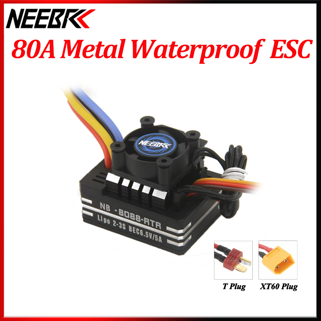 Neebrc 80A 2-3S Chống Nước Kim Loại Chải ESC T Cắm XT60 Cắm Cho 540 550 Động Cơ 1 / 10 1 / 12 RC Xe 