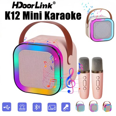 Loa Bluetooth Di Động HdoorLink K12 Có 2 Micro Không Dây Loa Karaoke Mini Bluetooth Cho Tiệc Gia Đình Karaoke
