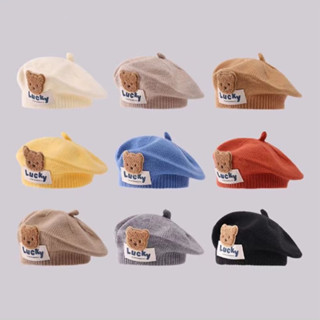 Mũ trẻ em  mũ xuân thu cho bé mũ nồi dệt kim  gấu xinh xắn bé trai và bé gái  mũ len họa sĩ bé