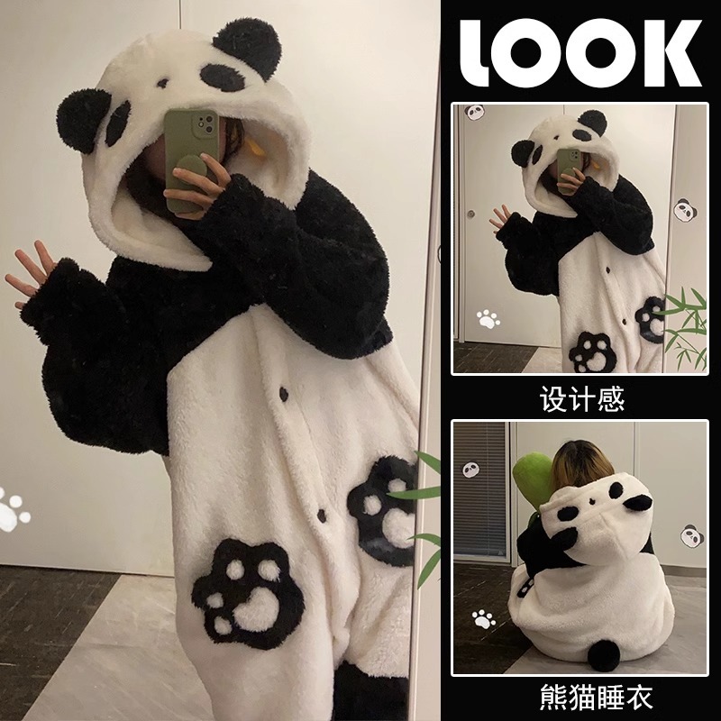 Váy Ngủ Nữ Thu Đông San Hô Lông Cừu Dễ Thương, Lông Cừu Lót Dày Hoạt Hình Áo choàng Tắm Dài Flannel Homewear