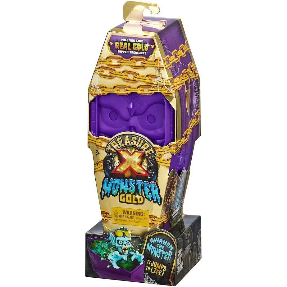 Treasure X Monsters Gold Gói đơn Đồ chơi mở hộp với Slime và Spider Web Hợp chất 13 cấp độ phiêu lưu