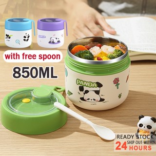  850ml Bình Giữ Nhiệt Dễ Thương Hộp Đựng Súp Cháo Ấm Hộp Đựng Thực Phẩm Inox 304 Hộp Cơm Trưa Có Thìa Túi Cách Nhiệt YM71 