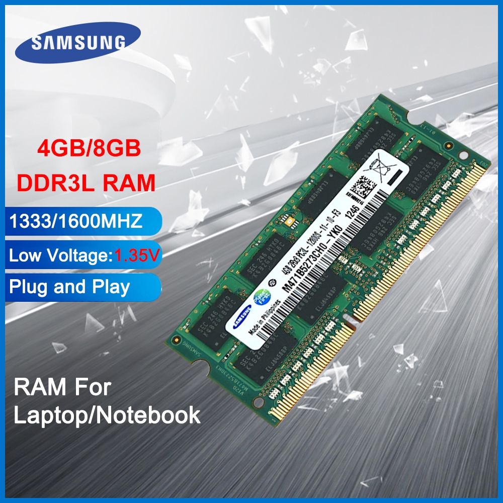 Samsung DDR3L 4Gb 8Gb RAM 1600Mhz 1333Mhz Bộ nhớ máy tính xách tay 1.35V 1.5V SODIMM cho máy tính xá