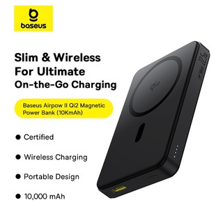 Baseus Power Bank 10000mAh Sạc nhanh không dây từ tính Mini với bộ sạc di động Powerbank tự động đánh thức