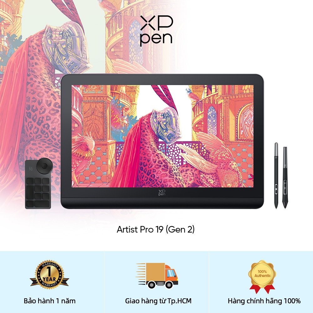  XPPen Artist Pro 19  Gen 2  Màn hình siêu thị 4K Màn hình hiển thị bút 18,4 inch với kiểu dáng áp suất 16k cổng VESA tiêu chuẩn được chứng nhận TÜV SÜD 