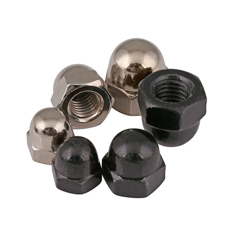 M3 M4 M5 M6 M8 M10 M12 Mạ Niken / Đen Acorn Cap Vòm Hạt Nắp Thép Carbon Acorn Hex Cap Nut