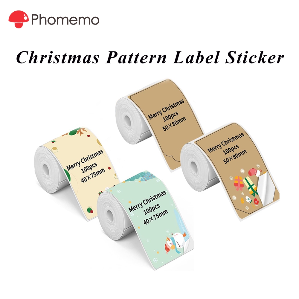 Nhãn dán nhãn nhiệt họa tiết Giáng sinh cho máy in Phomemo M110 / M220 / M221 / 241BT / D520BT