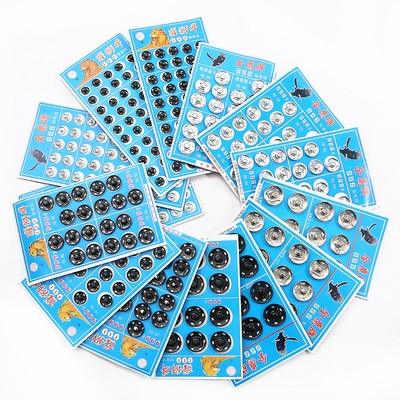 8 / 10 / 12 / 14 / 16 / 18 / 20mm Nút bấm kim loại màu đen Bạc Dây buộc bấm Nút sắt Mạ nút tròn Phụ kiện may mặc