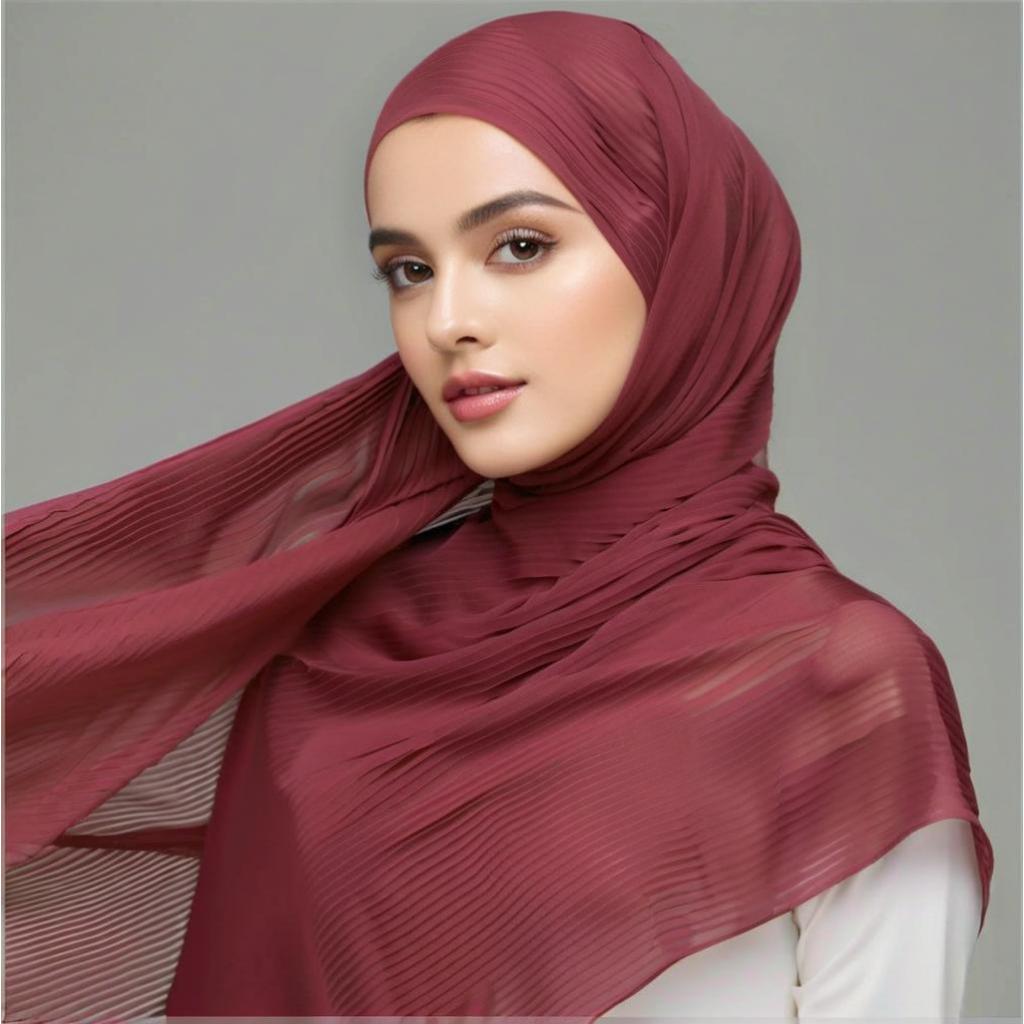 Jifang voan pashmina trơn, khăn choàng đầu quấn, khăn quàng Hồi giáo