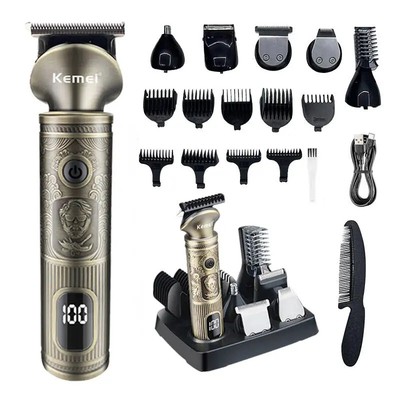 Kemei Râu Tông Đơ Dành Cho Nam Điện Dao Cạo Râu Máy Cạo Râu Không Dây Cắt Tóc 6 Trong 1 Nam Bộ Chải Lông Cho ria mép Cơ Thể Mũi Mặt