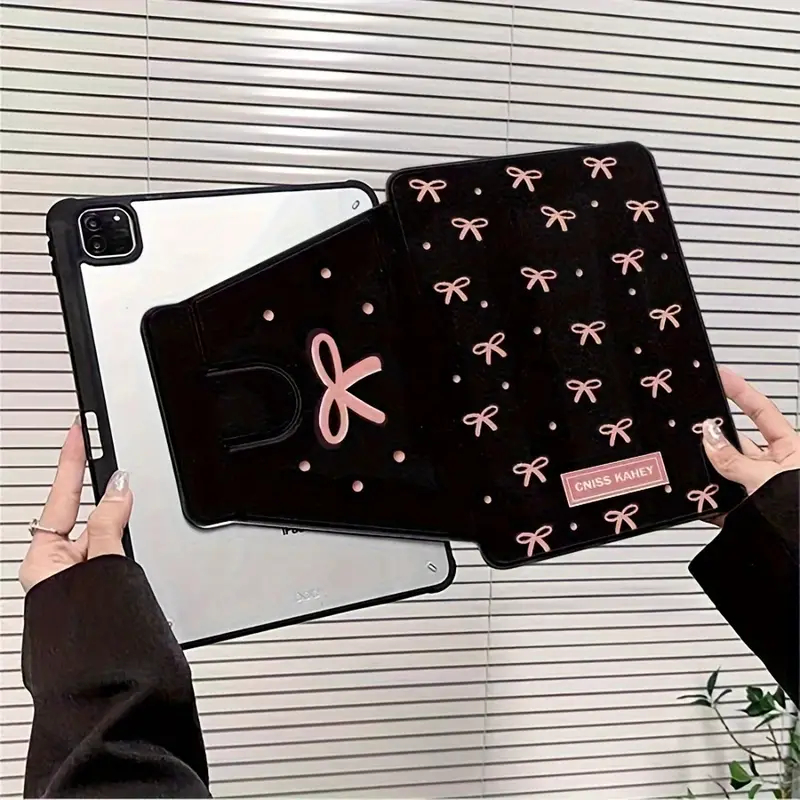 360° Xoay Máy Tính Bảng Dành Cho iPad Air 6 M2 Ốp Lưng, Nơ Đen iPad 10th Gen Air 5th 4th 10.9 Pro 11