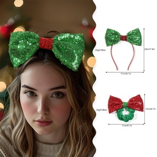 Giáng Sinh Nơ Đính Kim Sa Lấp Lánh Gạc Đầu Nữ Buộc Tóc Sang Trọng Scrunchy Phụ Kiện Tóc