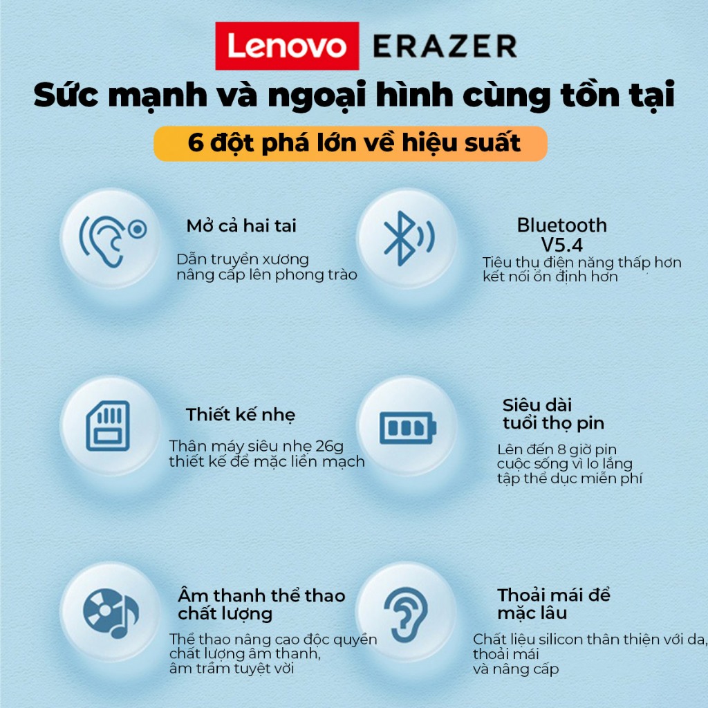 ERAZER XF22 Tai nghe Bluetooth Tai nghe thể thao chống nước móc tai Tai nghe không dây chạy cuộc gọi âm thanh HiFi BT5.4 Tai nghe sạc nhanh | BigBuy360 - bigbuy360.vn