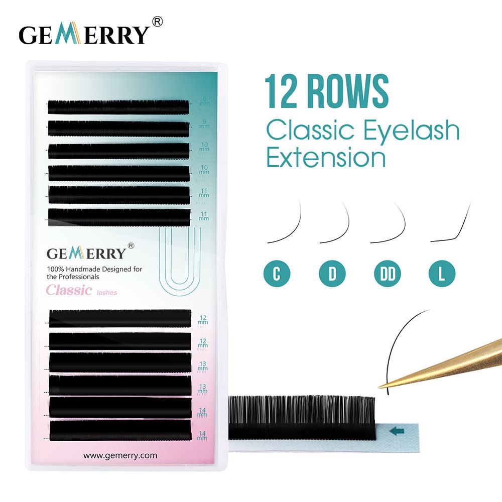 Gemerry Cổ Điển Nối Mi Cá Nhân Lông Mi Giả Làm Bằng Tay 8-14 / 15-20 / 20-25mm Phối Chiều Dài 12 Hàn