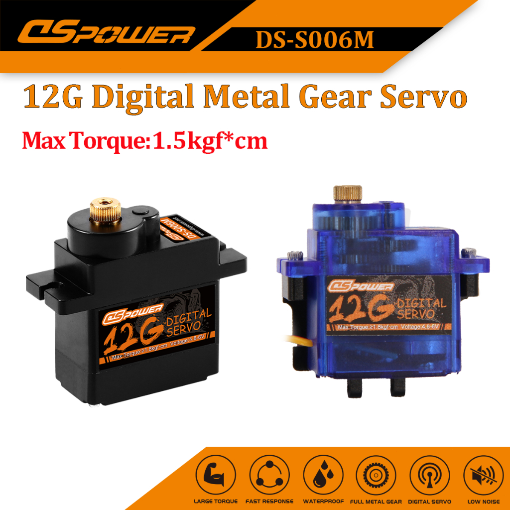 Dspower 12g Chống Nước Micro Servo Kim Loại Bánh Răng Servo RC Servo Cho RC Máy Bay Không Người Lái 
