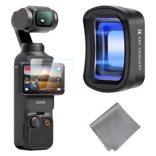 K&F Concept 1.2X Ống kính Anamorphic cho DJI Osmo Pocket 3/4, hiệu ứng Streak xanh, gắn từ tính, kính quang học đa lớp