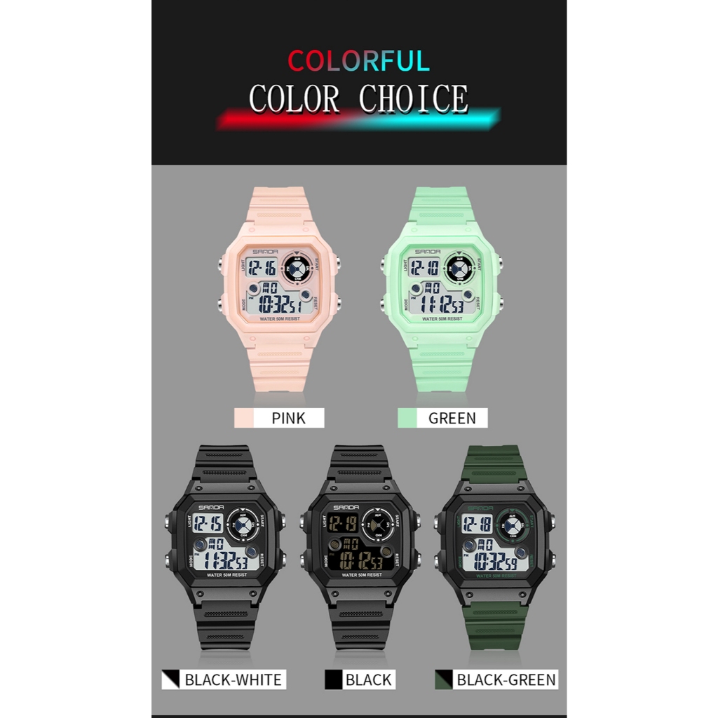 Đồng hồ đeo tay cặp đôi chống nước SANDA 418 Đồng hồ nữ Đồng hồ bấm giờ thể thao Đồng hồ nữ thời trang