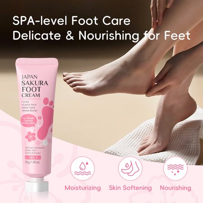 Kem Dưỡng Chân LAIKOU Sakura Cho Khô Thô Nứt Chân & Giày Cao Gót Dưỡng Ẩm Sâu Làm Mịn 30g
