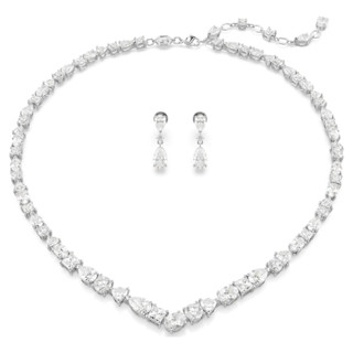 Swarovski Mesmera set vòng cổ pha lê trắng + bông tai kèm hộp quà tặng