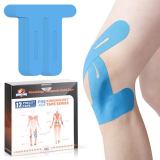 Neenca 10 Băng Kinesiology cắt sẵn cho đầu gối, chống thấm nước & đàn hồi, Băng thể thao Cotton không cao su thoáng khí, cung cấp hỗ trợ và ổn định cho cơ bắp - Lý tưởng để chạy bộ, đi bộ đường dài