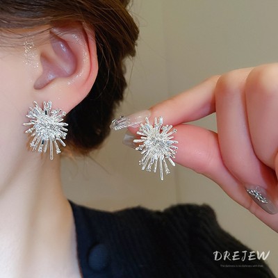 Drejew Bạc Kim Cương Pháo Hoa Bông Tai Nữ Ins Bông Tai Đa Năng