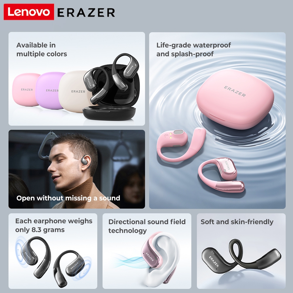 Lenovo ERAZER X11 Tai nghe không dây IPX7 có micrô Tai nghe mở OWS Tai nghe thể thao chống nước Bluetooth 5.4 | BigBuy360 - bigbuy360.vn