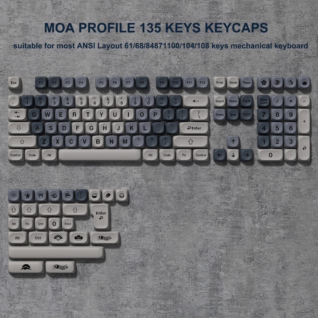 Womier Retro MOA Màu Xám Dễ Thương Keycaps 135 Phím Dye Sub Theme PBT Key Cap Set | BigBuy360 - bigbuy360.vn