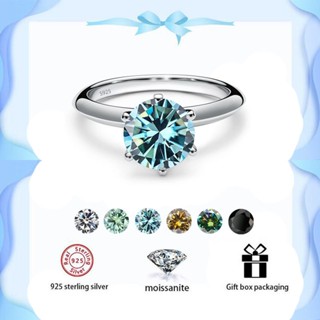   Đi kèm chứng nhận GRA  Nhẫn Moissanite đầy màu sắc bạc 925 T Home Nhẫn kim cương nữ 