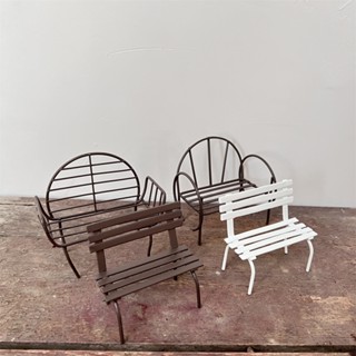 Micro Phong Cảnh Sắt Ghế Nhỏ Trang Trí Đồ Trang Trí Làm Vườn Công Viên Mini Ghế Ngồi Hoa Đứng Vườn Tạp Hóa Đạo Cụ Chụp Ảnh