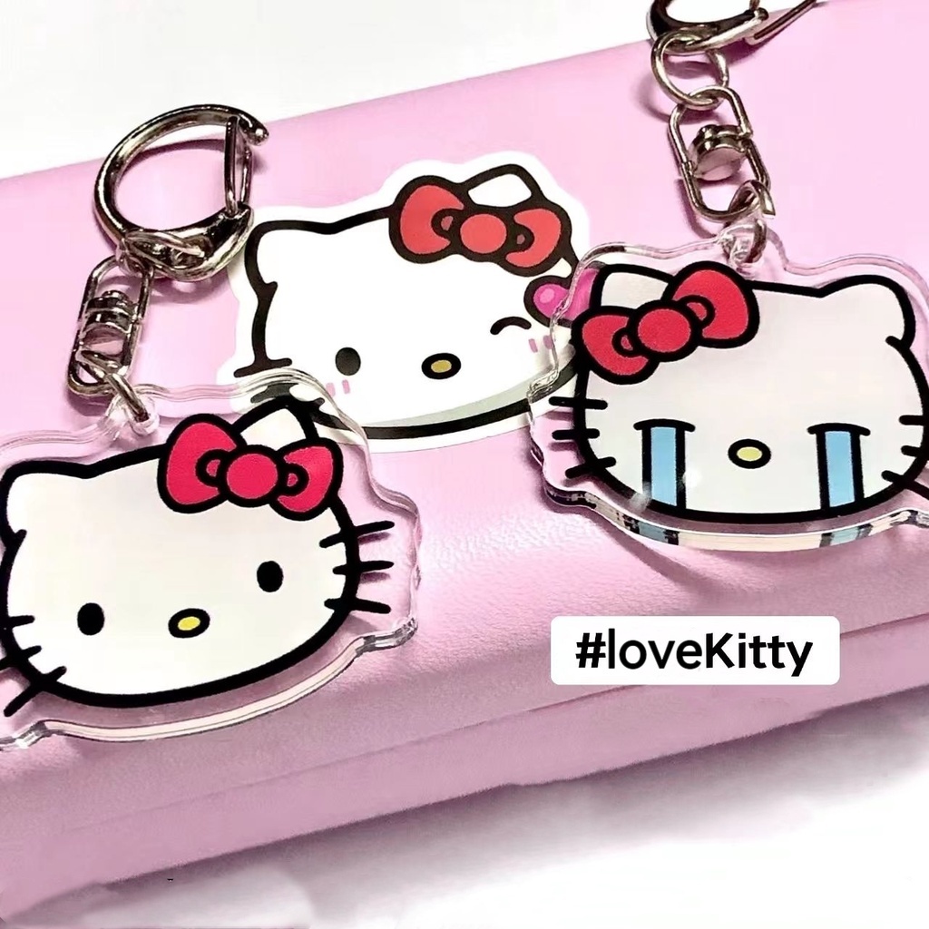 💡CF💡At Ngộ nghĩnh Hello Kitty Mèo Acrylic Móc Khóa Hoạt Hình Dễ Thương Anime Kawaii Móc Khóa Mặt Dây Chuyền