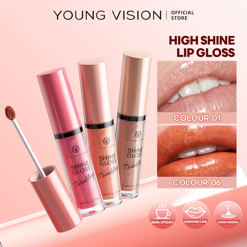 YOUNG VISION 8 màu Shimmer Lip Gloss Pure-Desire Style Pearlescent Lip Balm