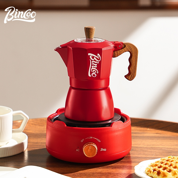 Bincoo Moka Pot Bộ nồi cà phê Van đôi Máy pha cà phê chiết cô đặc nhỏ 2 người