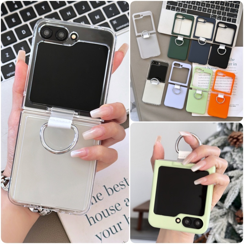 Ốp lưng giữ nhẫn siêu mỏng Samsung Galaxy Z Flip 6 Z Flip 5 Flip 4 Flip 3 Vỏ cứng chống sốc thân thiện với da Galaxy Z Flip5 Flip6