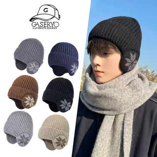 Gaseryo Mũ beanie trượt tuyết dày thông thường Mũ trơn mùa đông Mũ mềm mại sang trọng Mũ dệt kim chống gió