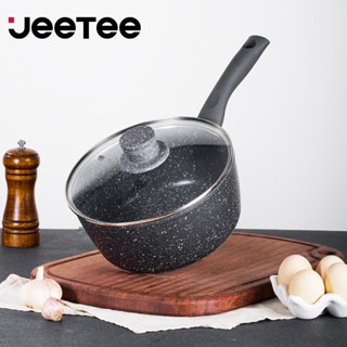 【Giá thấp lịch sử Jeetee 16/18/20cm Nồi bếp từ Nồi đá Chảo Sữa Chống Dính Nồi nấu thức ăn bổ sung cho bé PFOA Miễn Phí Thích Hợp Tất Cả Các Bếp