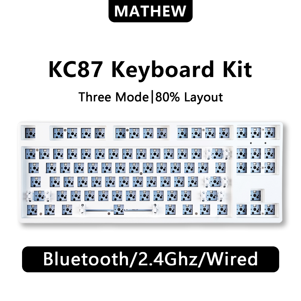Matherw KC87 Bàn Phím Cơ Ba Chế Độ Barebone Classic 87 Phím LayoutTTKL Hot Swap RGB Bàn Phím Chơi Ga