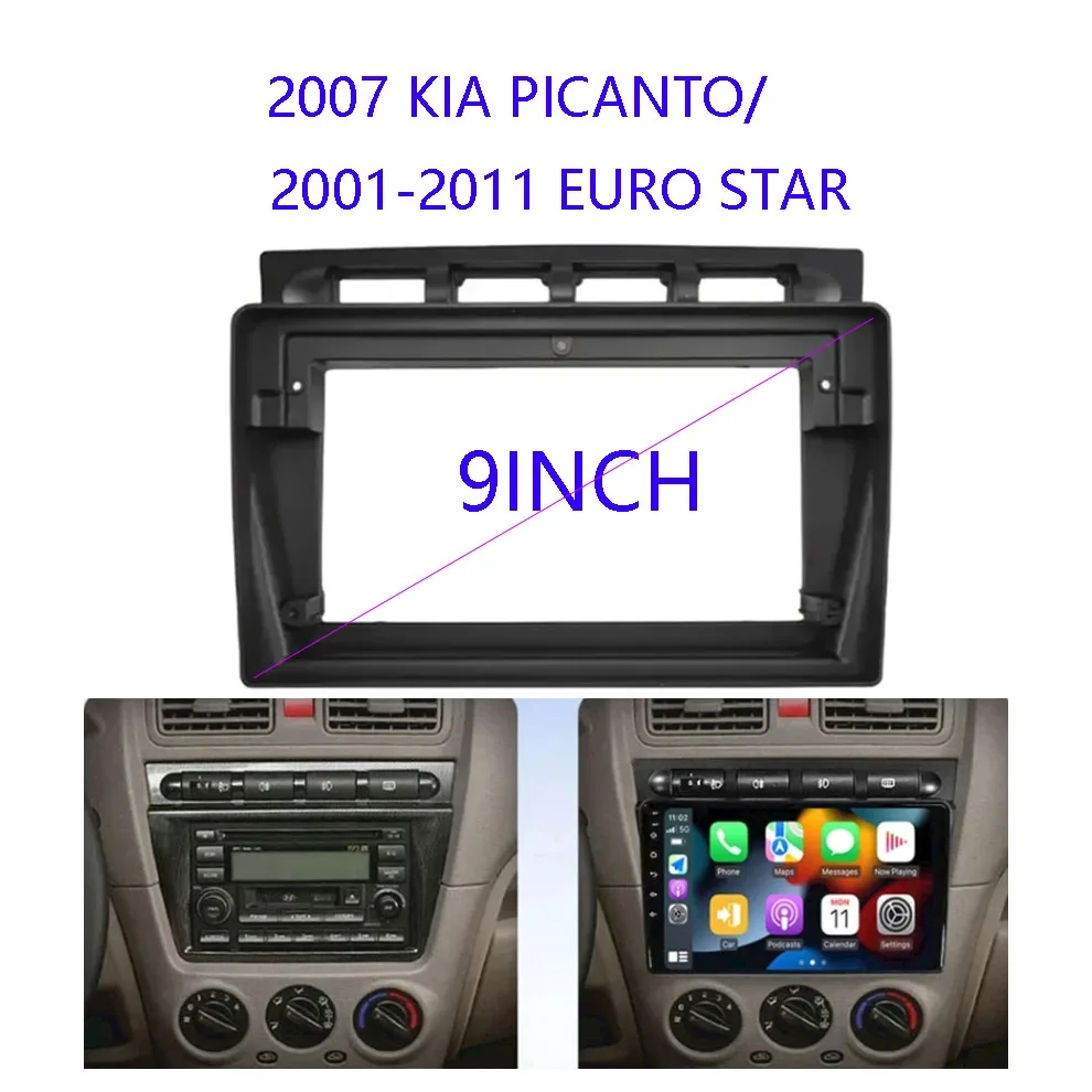 9 Inch Android Player khung 2DIN Đầu Ô Tô Đài Phát Thanh Dash Khung Bảng Điều Khiển Cho 2007 KIA PIC