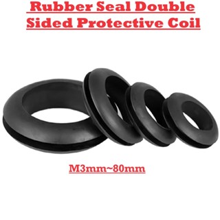 Con dấu cao su màu đen Cuộn dây bảo vệ hai mặt Dây lỗ ra Vòng chữ O 3 ~ 80mm để bảo vệ dây cáp Công cụ phần cứng