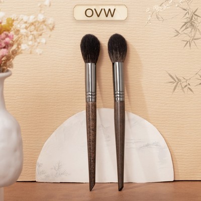 【OVW】 2 Chiếc Mặt Nổi Bật Bàn Chải Tóc Dê Lông Tơ Côn Highlighter Buffing Cọ Trang Điểm Tóc Dê XQ05-2