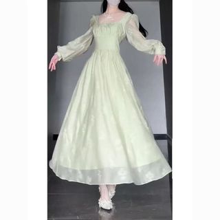 2024 Tik Tok Bán Khuyến Mãi Trà Nghỉ Pháp Retro Tính Khí Đẹp Cổ Tích Váy Dài Cao Cấp Đi Biển Kỳ Nghỉ Váy Xanh Mùa Hè Nữ Sản Phẩm Mới Tóc Thẳng Nóng