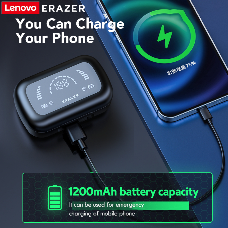 Lenovo ERAZER XP11 PRO Tai Nghe Phiên Dịch Al Tai nghe không dây dịch thời gian thực thông minh Bluetooth 5.4 có màn hình cảm ứng LED Tai nghe kinh doanh có Mic chống nước IPX5 | BigBuy360 - bigbuy360.vn