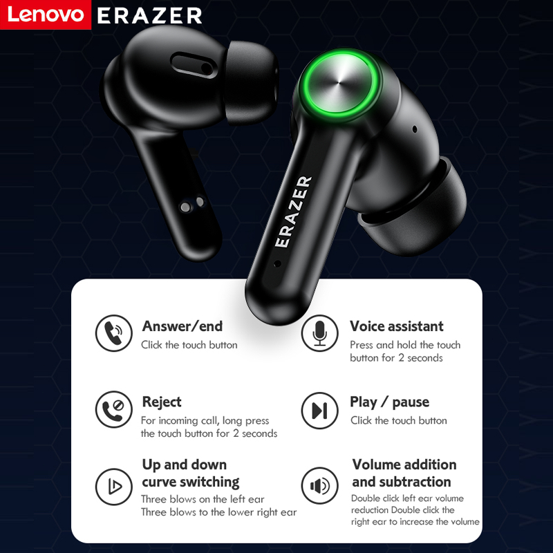 Lenovo ERAZER XP11 PRO Tai Nghe Phiên Dịch Al Tai nghe không dây dịch thời gian thực thông minh Bluetooth 5.4 có màn hình cảm ứng LED Tai nghe kinh doanh có Mic chống nước IPX5 | BigBuy360 - bigbuy360.vn