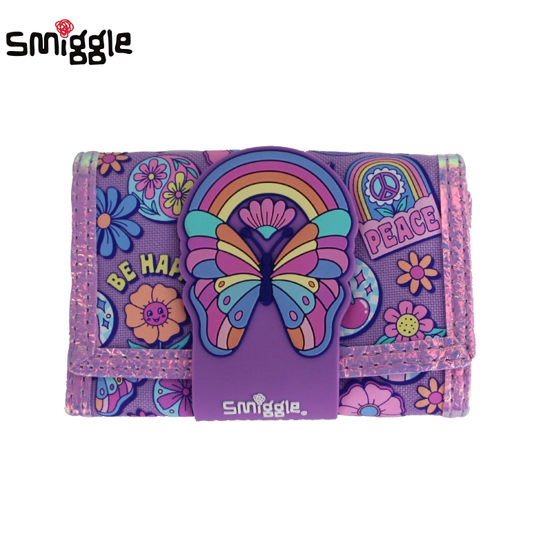Úc Smiggle Chính Hãng Ví Trẻ Em Bé Gái Dễ Thương Kawaii Ví Đựng Tiền Xu Tím Cầu Vồng Bướm 5 Inch Thờ