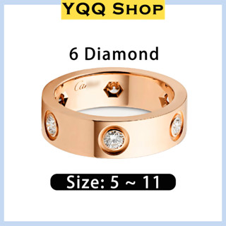 YQQ | LOVE nhẫn bạc 6 Kim cương titan vàng hồng nhẫn nữ nam không gỉ